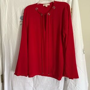 Michael Kors Vibrant Red Blouse with Tie Neck